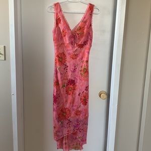 Pink Floral Midi Dress